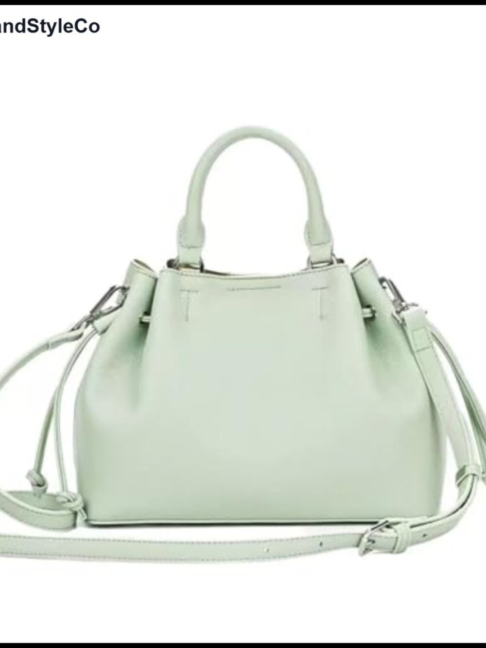 Leather Bucket Bag Women Drawstring Shoulder Tote with Wallet